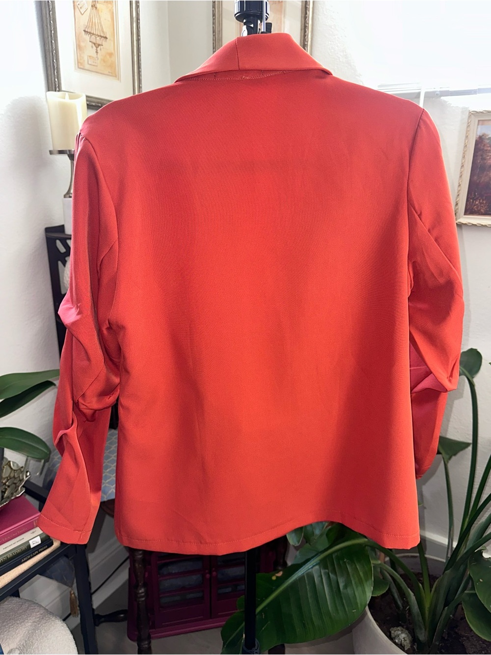 Glamaker Women's Orange Shawl Collar Blazer - Picture 8 of 9
